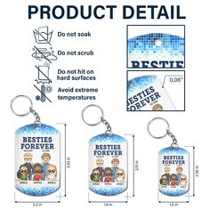 three different key chains with the words betteries forever on them and an image of two people