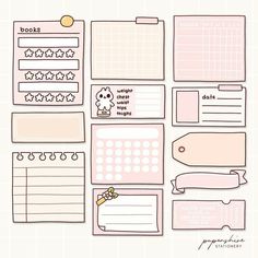 planner stickers are arranged on top of each other, with different items attached to them