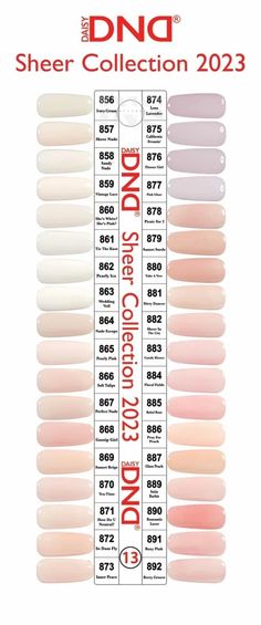 DND Color Sample Chart 1 is the resource for the world of dnd gel polish colors. Explore the world of dnd gel polish colors with this dnd color chart. Dnd Gel Nail Polish, Dnd Nail Polish, Neutral Nail Color, Nail Shades, Neutral Nail, Dip Manicure, Dnd Gel Polish, Nude Nail Polish, Free Chart