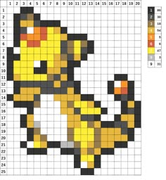 a cross stitch pattern with a yellow and black duck on it's back side