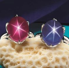 From Tiancheng Spring Auction - 15ct Star Ruby and 16ct Star Sapphire.  #richmanjewelry Ruby Jewellery, Ruby And Sapphire, Handmade Silver Jewellery, Nice Jewelry, Star Sapphire, Star Ruby, Ruby Jewelry, Men's Jewelry Rings