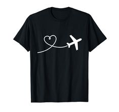 PRICES MAY VARY. Airplane heart for all the people who like to travel and explore landscapes, cities, cityscapes, wildlife, new countries and nature on their journey, trip, adventure und vacation as a tourist in the summer Lightweight, Classic fit, Double-needle sleeve and bottom hem Airplane Mode Sweatshirt, Aviation Shirt Design, Plane T Shirt, Airplane Tshirt Design, Drone Pilot T Shirts, Airplane Gifts, Heart T Shirt, Branded T Shirts, Top Styles