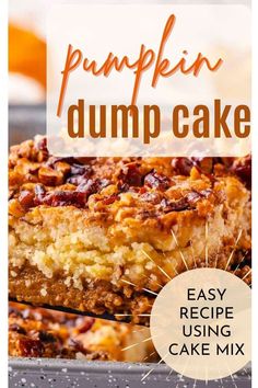 pumpkin dump cake recipe with text overlay