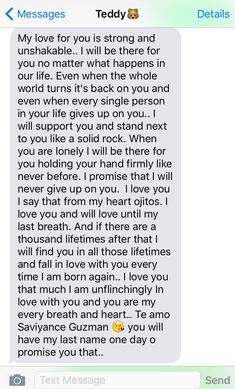 the text message that someone wrote to her