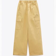 Pants With A High Waist And Side Patch Pockets, Pockets At Leg, And False Flap Pockets At Back. Straight Leg Cargo Pants, Cargo Pants Color, White Cargo Pants, Satin Jumpsuit, Zara Jumpsuit, Suede Leggings, Black Cargo Pants, Zip Dress, How To Hem Pants