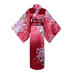 PRICES MAY VARY. -Size: One size fits most. Length 86cm, recommended for weight up to 70kg and height 150-168cm -Features: Gorgeous japanese kimono outfit mixes traditional japanese garb with sexy styling. This kimono dress features floral print design, wide obi belt with cute bowknot at the back, and loose long sleeve. The fabrics is soft, flowy and luxurious, with good drape, which can flatter your beautiful curves when clings to your skin. You will surely have a comfortable night with this se Japanese Kimono Outfit, Yukata Women, Kimono Lingerie, Kimono Costume, Japanese Traditional Clothing, Japanese Costume, Traditional Japanese Kimono, Kimono Outfit, Kimono Design