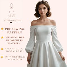 Prom Dress Sewing Patterns, Sewing Pattern Women Dress, Prom Dress Pattern, Bishop Sleeve, Princess Seam, Dress Sewing Pattern, Pdf Sewing Patterns, Dress Pattern, Sewing Dresses