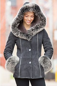 Image Leather Jacket With Fur Collar, Leather Jacket With Fur, Jacket With Fur Collar, Cotton Lycra Fabric, Fur Leather Jacket, Coat Fur, Winter Fashion Coats, Sheepskin Jacket, Sheepskin Coat