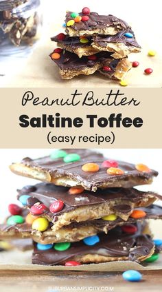 peanut butter saltine toffee recipe with chocolate and candy