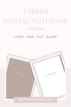 a white notebook with the words'notes'on it and an image of a pink background