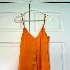 Nwt Orange Satin Dress H&m V-neck Midi Dress For Summer, Orange Sleeveless Slip Dress For Spring, Sleeveless Orange Slip Dress For Spring, H&m V-neck Dress For Brunch, Orange V-neck Maxi Dress For Night Out, H&m V-neck Maxi Dress For Brunch, H&m V-neck Maxi Dress For Party, H&m Summer Maxi Dress For Brunch, H&m Sleeveless Maxi Dress For Vacation