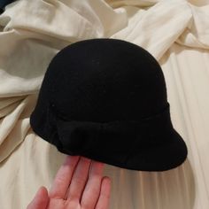 Cute Vintage Style Black Will Hat Bow Detail On Side 22 Inches Around. Literally 1/2 Inch Too Small For Me Brand New Without Tags A Fitted Black Cloche Hat Casual Style, Black Fitted Cloche Hat Casual, Black Casual Cloche Hat, Black Fitted Cloche Hat Casual Style, Fitted Black Casual Cloche Hat, Charming Charlie, Wool Hat, Bow Detail, Riding Helmets