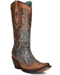 Corral Women's Almond Laser Western Boots - Pointed Toe , Brown Arrow Embroidery Design, Womens Cowgirl Boots, Boot Barn, Handcrafted Boots, Corral Boots, Boots Square Toe, Harness Boots, Woman Weaving, Leather Pulls