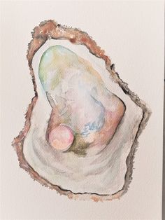 a watercolor painting of an oyster shell