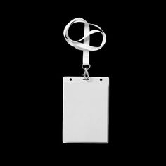 an id card with a lanyard attached to it on a black background is shown