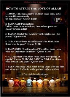 a poster with the words how to attain the love of allah