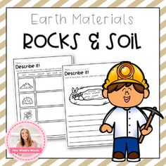 earth materials rocks and soil worksheet with an image of a man holding a hammer