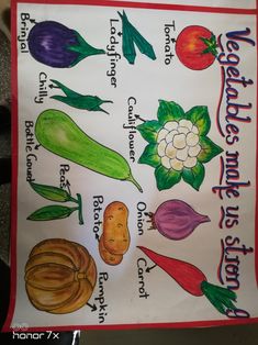 a poster with vegetables and their names on it