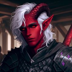 Red Tiefling, Creepy Woods, Half Elf Bard, Npc Ideas, Dungeons And Dragons Characters, Fantasy Male