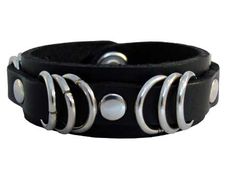 71 Black Leather Wristband Edgy Black Metal Wristband, Punk Wristband, Edgy Black Leather Wristband, Adjustable Gothic Wristband With Rivets, Black Leather Punk Wristband, Rock Star Outfit, Leather Bangle, Snap Jewelry, Leather Wristbands