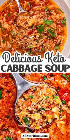 delicious keto cabbage soup in a white bowl