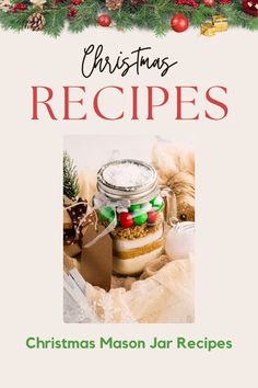 christmas recipe book cover with mason jar