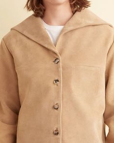 Mariners Suede Jacket – BODE Tan Suede Jacket, Navy Coat, The Sailor, Sailor Collar, U S Navy, Suede Jacket, Mens Outerwear, Body Measurements