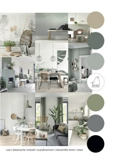 a collage of photos with different furniture and decor items in the same color scheme