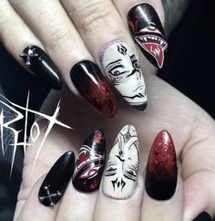 Gothic Nail Art, Nature Nails, New Nail Art Design, Gothic Nails