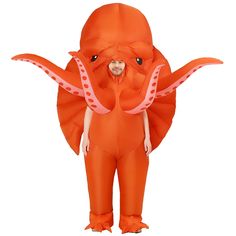 an adult inflatable octopus costume standing up