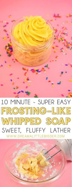 frosting - like whipped soap with sprinkles on top and in a bowl