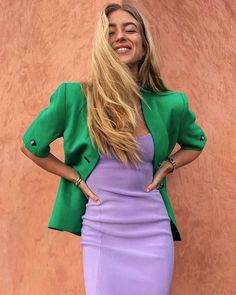 Chique Outfit, Green Blazer, Colourful Outfits, Mode Inspiration, Fashion Colours, Outfits Casuales, Colorful Fashion