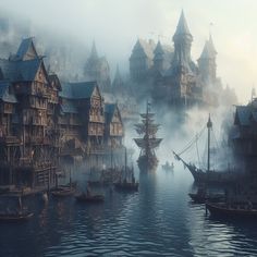 an image of a pirate town on the water