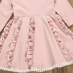 Children Girls Lace Long Sleeve Pink Dress - PrettyKid Pink Long Sleeve Dress With Ruffles For Fall, Cute Long Sleeve Dresses For Spring, Cute Long Sleeve Spring Dress, Spring Pink Long Sleeve Dress With Ruffles, Cute Long Sleeve Dresses With Ruffles, Cute Long Sleeve Dress With Ruffles, Winter Pink Ruffled Dresses, Cute Long Sleeve Twirl Dress For Fall, Cute Long Sleeve Cotton Dress