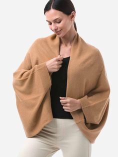 Our new WEARABLE Cashmere Wrap is designed to keep you elegantly warm on any occasion. Made of 100% premium cashmere, this versatile wrap instantly adds styles to any outfit. You can wear it in a variety of ways, making it ideal for travel, casual wear, or even as a cover-up for a wedding party! Warm and lightweight. We use superfine 100% cashmere from Inner Mongolia, so you don't have to worry about the cold and the bulk. Heavenly soft. Thanks to our new FlexKnit™ technology, making the 100% ca One Size Cashmere Wraps For Fall, Cashmere Wrap Shawl, Luxury Cashmere Wraps For Winter, Elegant Luxury Cashmere Wraps, Cashmere Wrap, One Size, For Winter, Lightweight Baby, Inner Mongolia, Cashmere Wrap, Cashmere Yarn