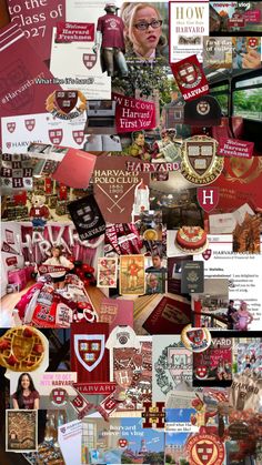 the collage is made up of many different pictures and words, including letters, numbers, and symbols