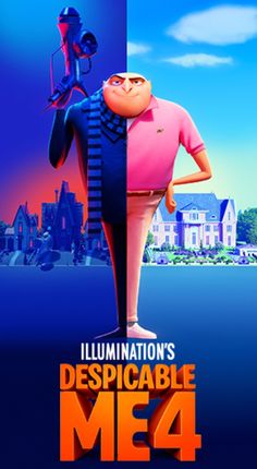 the movie poster for illumination's despicable me4, which features an animated character