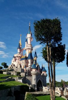 an image of a castle that looks like it is going down the hill