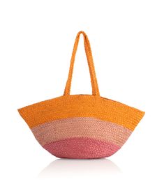 Add a pop of color to your summer accessories with Shiraleah’s Liza Tote. This tote features a multi-color stripe pattern upon a woven braided texture, making it the perfect warm weather bag. Measuring L 23" x W 6" x H 12.5", and made from jute, the Liza Tote is equipped with double handles, perfect for carrying all your essentials. Pair with other items from the Shiraleah collection to complete your look! Color: Sunset L 23" X W 6" X H 12.5"; Hnd 11" Material: Jute Double Shoulder Straps Made I Summer Striped Woven Bag, Summer Striped Woven Straw Bag, Summer Orange Straw Bag With Braided Handles, Multicolor Woven Beach Bag For Summer, Woven Striped Beach Bag For Summer, Summer Striped Woven Beach Bag, Striped Woven Beach Bag For Summer, Chic Multicolor Beach Bag For Beach Season, Multicolor Summer Straw Bag For Spring