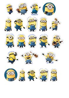 the despicable minion stickers are all different shapes and sizes, but one is