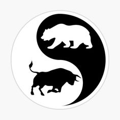 two bears and a bull in the yin symbol sticker