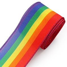 a rainbow colored tie on a white background