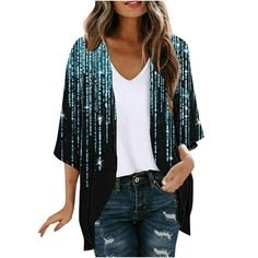 Womens 2024 Summer Cardigan Boho Long Sleeve Cardigans Oversized Open Front Outwear  Brand: RbCulf Gender: Women, Ladies, Teens, Girls Style: Cute Knit/Casual/Loose/Lightweight/Fashion/Bohemian Season: Autumn, Winter, Spring, Winter Washing Care: Hand wash or machine wash, use laundry bag, hang to dry, do not bleach This summer cardigan is versatile, it can be paired with camisole, T-shirt, sleeveless top, jeans, slim pants, skirt, shorts, high heels, etc., allowing you to create a sophisticated Lightweight Cardigan Summer, Boho Shawl, Chiffon Kimono, Top Jeans, Summer Cardigan, Pants Skirt, Skirt Shorts, Shawl Cardigan, Plus Size Coats