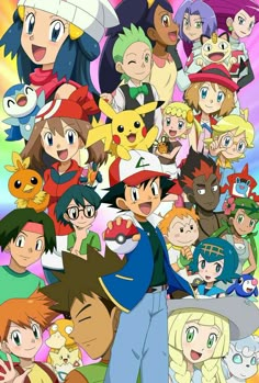 an anime poster with many different characters