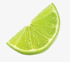 a slice of lime is shown on a white background with reflection in the foreground