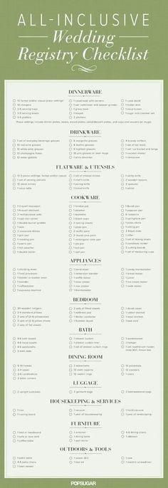 the all - in - one wedding checklist is shown on a green and white background