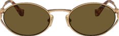 Miu Miu Eyewear, Mui Mui, Oval Frame, Gold Sunglasses, Miu Miu, Lenses, Sunglasses, Collage, Gold