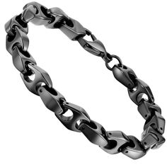 Black Metal Chain Bracelet With Stainless Steel Clasp, Modern Black Chain Link Jewelry, Elegant Black Link Chain Bracelet, Black Metal Link Jewelry, Durable Black Stainless Steel Chain Bracelet, Classic Black Link Jewelry, Adjustable Durable Black Chain Bracelet, Modern Black Oval Link Jewelry, Black Link Chain Bracelet Modern Style