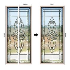 an image of a glass door with measurements for the size and width, as well as how to measure it