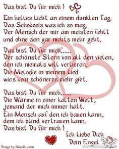 a poem written in german with hearts